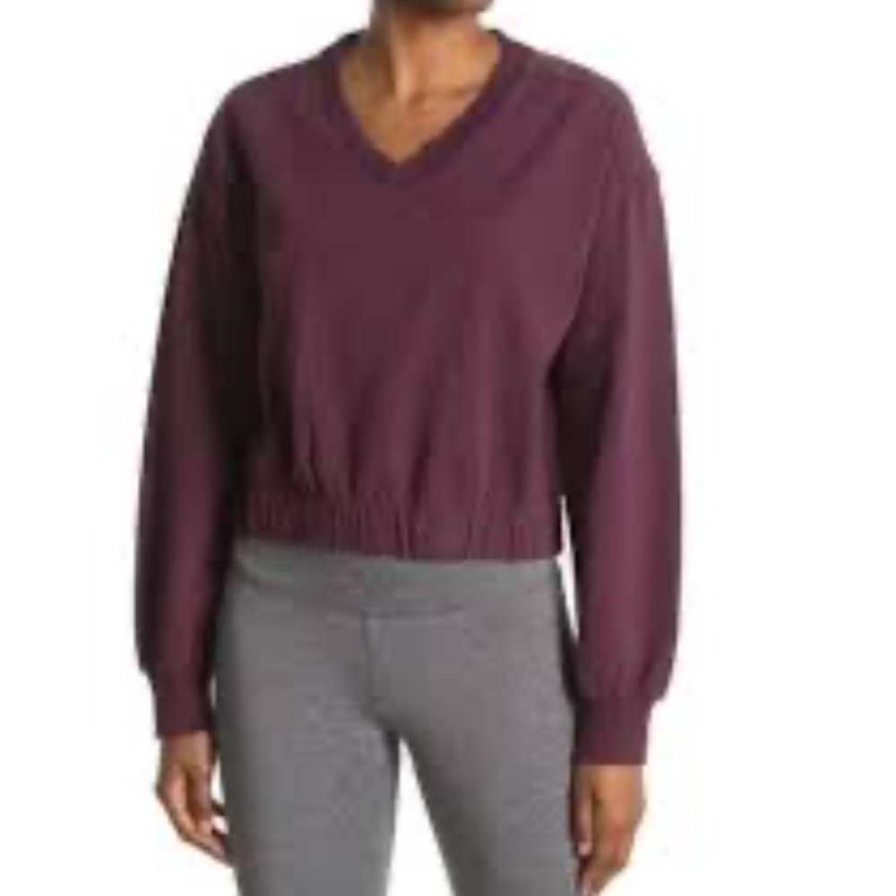 Z by Zella Cropped V Neck Sweatshirt Pullover Medium